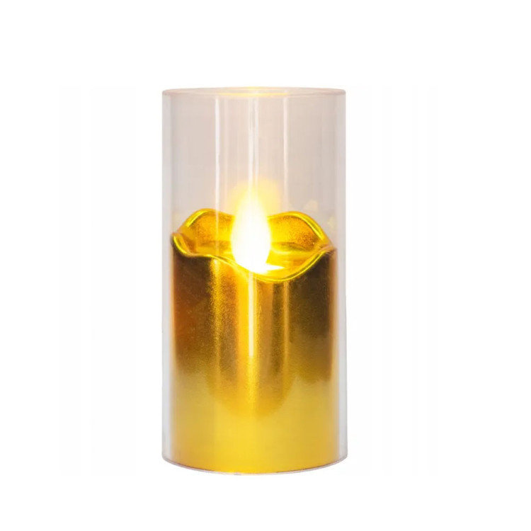 Świeczki LED 10.5 cm złota świeczka w obudowie wkłady LED do zniczy