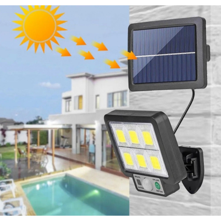 Lampa solarna z czujnikiem ruchu i zmierzchu oświetlenie zewnętrzne lampa elewacyjna T09
