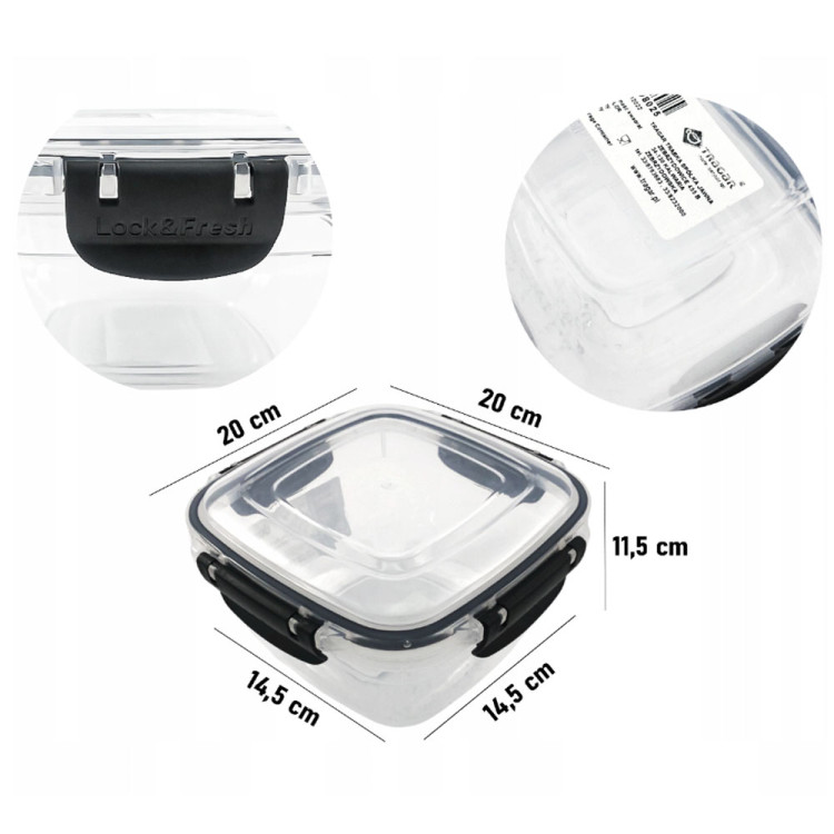 Zestaw 5 pojemników lunchbox do żywności Dunya Lock&Fresh 2400/1500/500/275 ml szczelne pokrywki