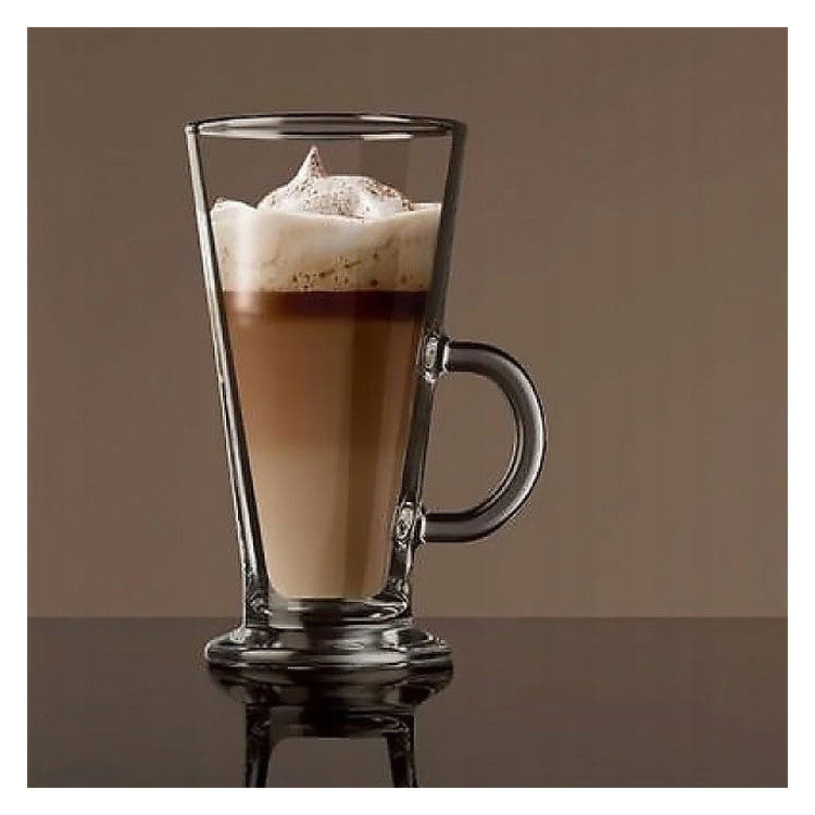 Szklanki do kawy latte Florina Boston 310 ml wysokie zestaw z długimi łyżeczkami i spieniacz do mleka 6 sztuk