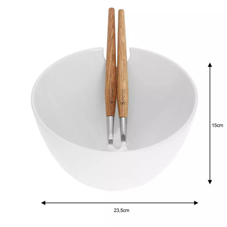 Misa do sałaty Kassel 93558 Porcelanowa z przyborami ze stali nierdzewnej