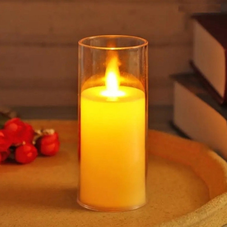 Świeczki LED w obudowie z ruchomym płomieniem zestaw 3 sztuk 10/12.5/15 cm wkłady LED do zniczy imitacja wosku