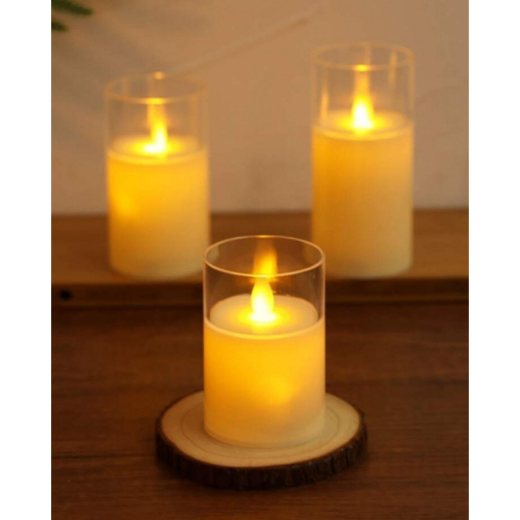Świeczki LED w obudowie z ruchomym płomieniem zestaw 3 sztuk 10/12.5/15 cm wkłady LED do zniczy imitacja wosku