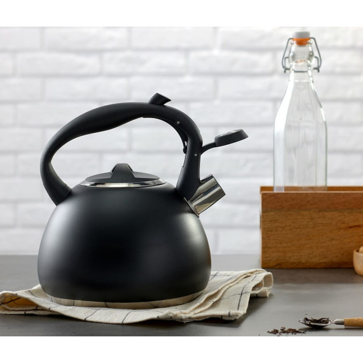Czajnik stalowy czarny 2.5 L MG Home Black tradycyjny z gwizdkiem