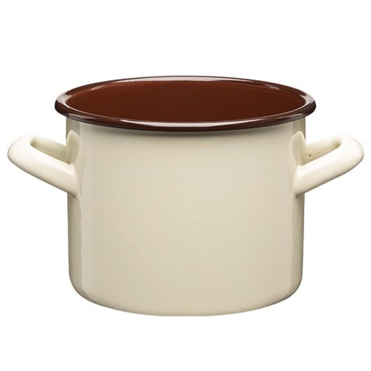 Garnek emaliowany 4.5 L prosty 20 cm indukcja gaz Krem Brąz