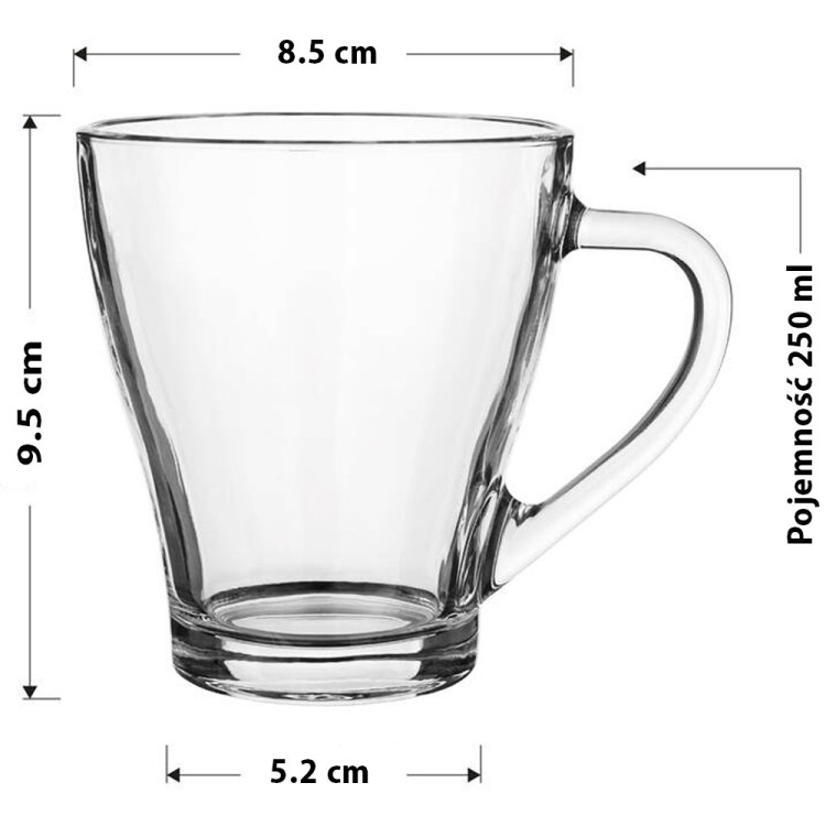 Kubek przezroczysty szklanka Galicja Lili 250 ml zestaw 6 szklanek