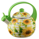 Czajnik tradycyjny emaliowany 2,2 litra Elitehoff E-5128 zielony słoneczniki