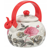 Czajnik tradycyjny emaliowany 2,2 litra Elitehoff E-5133 czarno-czerwone róże