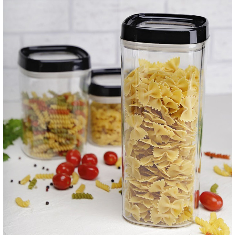 Pojemnik spożywczy 600 ml przezroczysty z szczelną czarną pokrywką Galicja Amos 29569