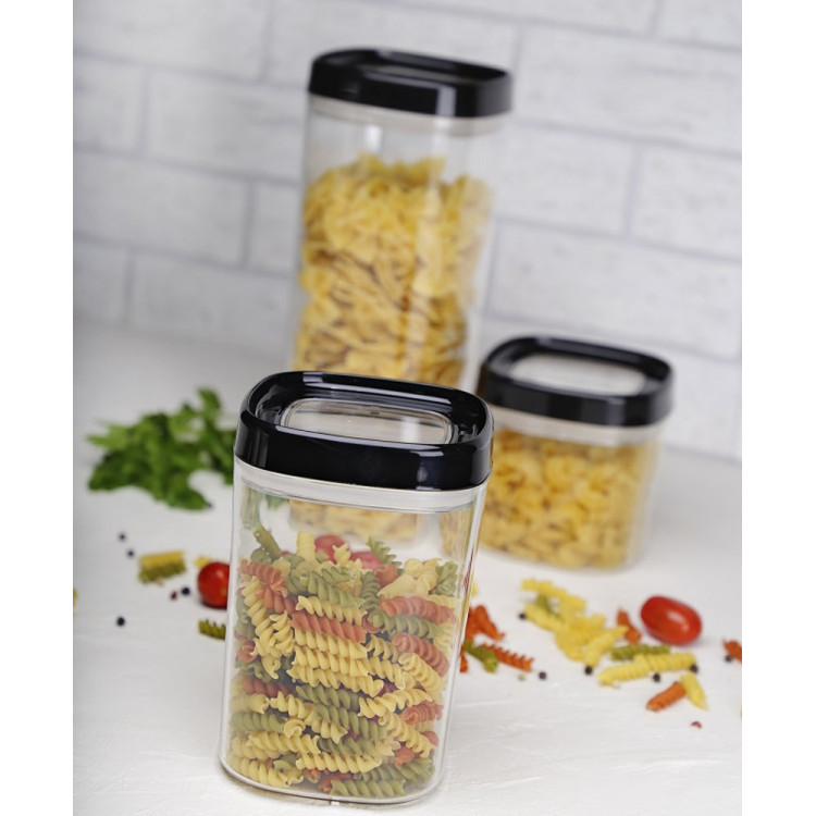 Pojemniki spożywcze 600/1000/1800ml przezroczyste z szczelną czarną pokrywką Galicja Amos