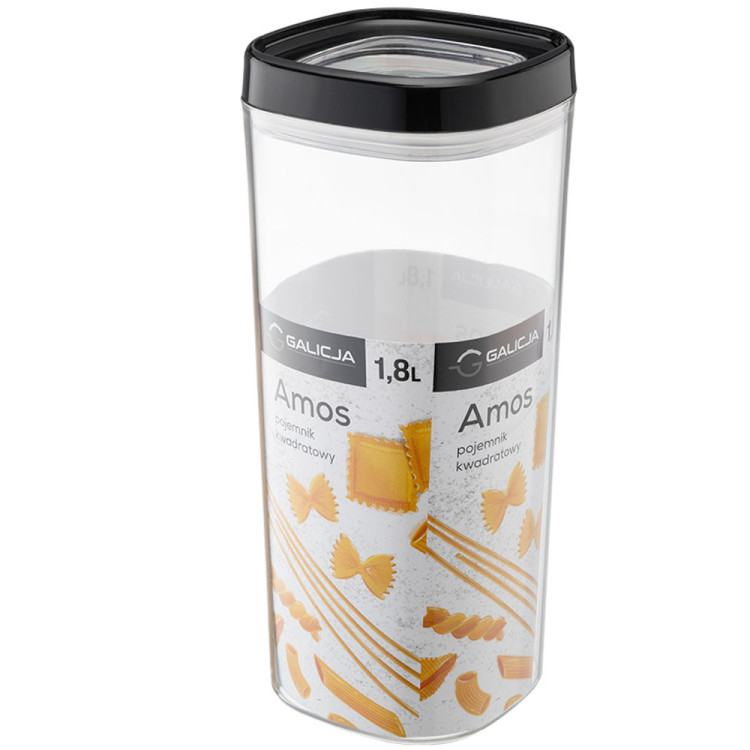 Pojemniki spożywcze 600/1000/1800ml przezroczyste z szczelną czarną pokrywką Galicja Amos