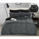 Pościel dwustronna 160x200 microfibra Cotton World 3 części 2485 szaro-czarna