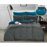 Pościel dwustronna 140x200 mikrofibra Cotton World 2 części 2484 szaro-turkusowa