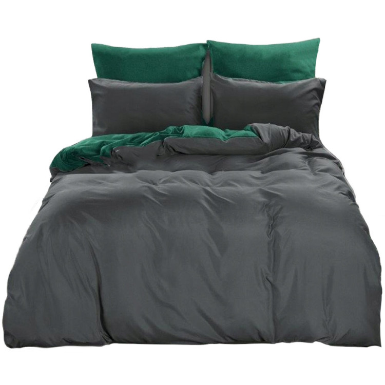 Pościel dwustronna 160x200 mikrofibra Cotton World 3 części 2483 szaro-zielona