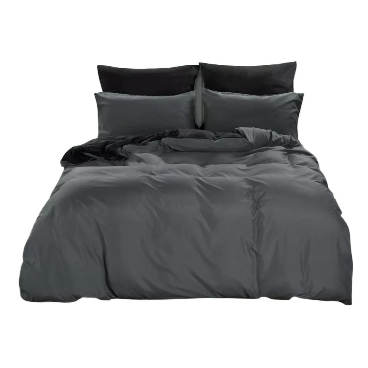 Pościel dwustronna 160x200 microfibra Cotton World 3 części 2485 szaro-czarna