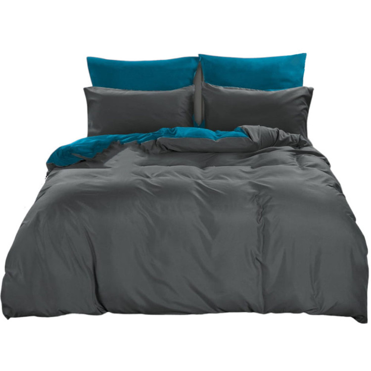 Pościel dwustronna 160x200 mikrofibra Cotton World 3 części 2484 szaro-turkusowa