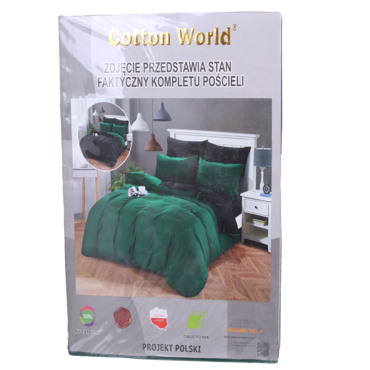 Pościel dwustronna 140x200 mikrofibra Cotton World 2 części 2483 szaro-zielona