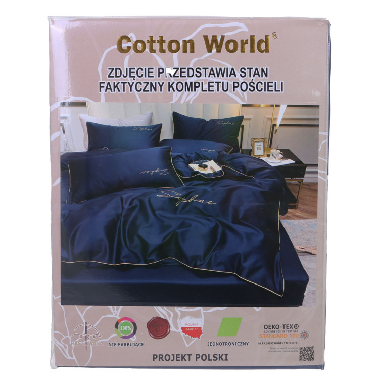 Pościel haftowana 140x200 mikrofibra Cotton World 2 części 2599 granat