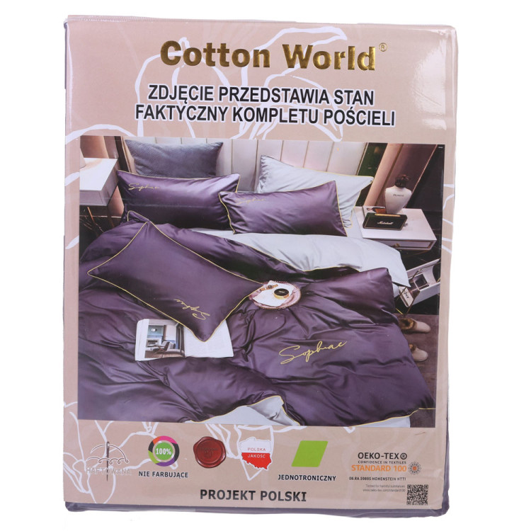 Pościel haftowana 140x200 mikrofibra Cotton World 2 części 2601 fiolet