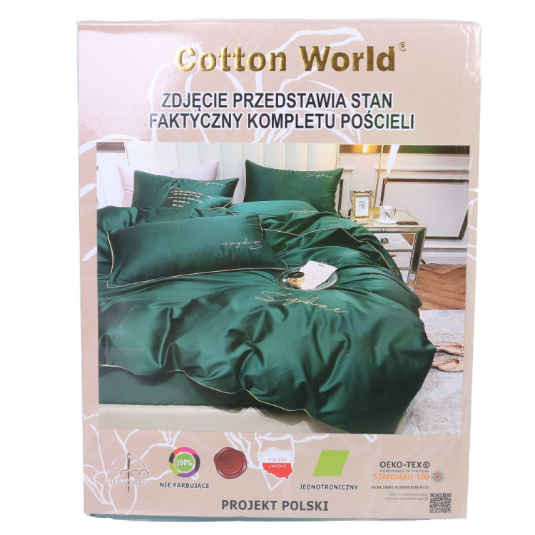 Pościel haftowana 160x200 mikrofibra Cotton World 3 części 2603 zieleń
