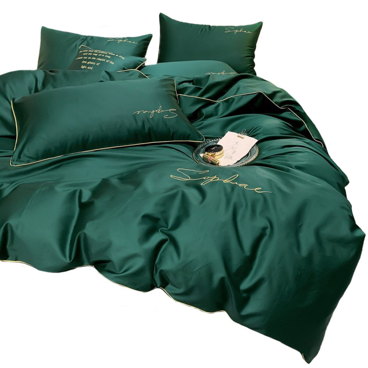 Pościel haftowana 160x200 mikrofibra Cotton World 3 części 2603 zieleń