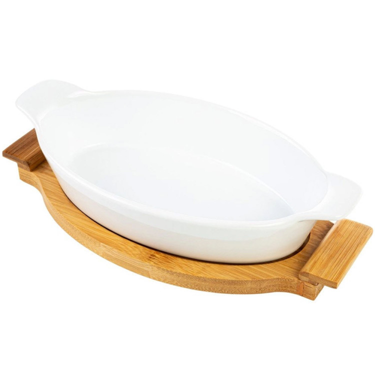 Naczynie ceramiczne na podstawie bambusowej do zapiekania 28.5 cm Florina Modeno owalne