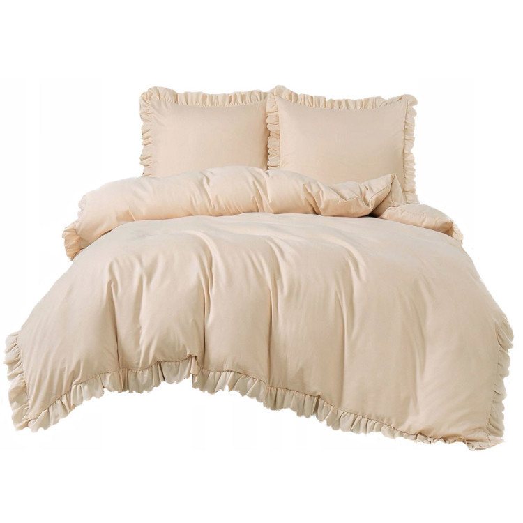 Pościel z falbanką 220x200 mikrofibra Cotton World 3 części 2592 beżowy