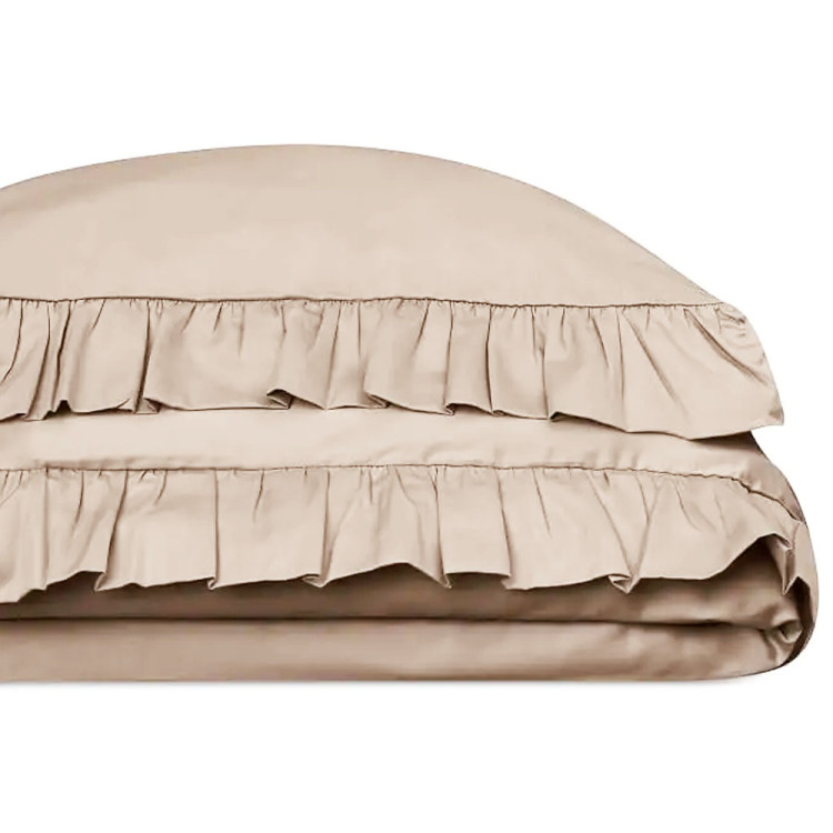 Pościel z falbanką 220x200 mikrofibra Cotton World 3 części 2592 beżowy