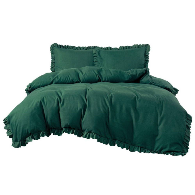 Pościel z falbanką 220x200 mikrofibra Cotton World 3 części 2595 zielona