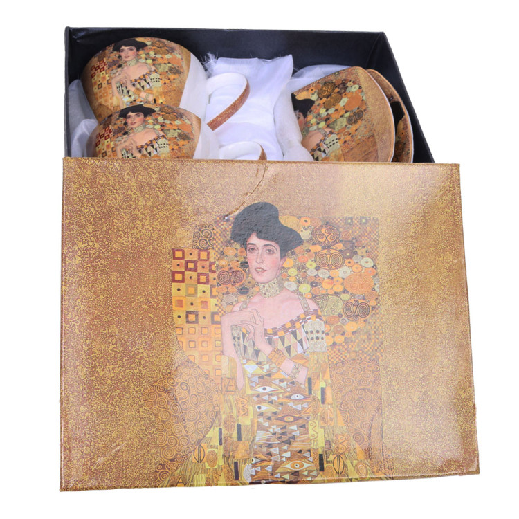 Serwis kawowy na 2 osoby Hoffman Elegance HF - 78 SK porcelana zestaw 2 filiżanek ze spodkami i łyżeczkami w ozdobnym opakowaniu