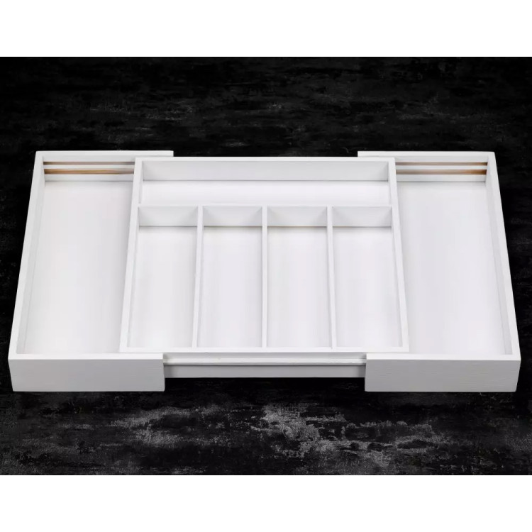 Wkład rozsuwany do szuflady biały na sztućce 52x31.5x5 cm Kinghoff KH 1746 bambusowy organizer