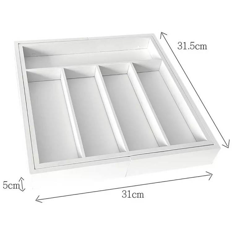 Wkład rozsuwany do szuflady biały na sztućce 52x31.5x5 cm Kinghoff KH 1746 bambusowy organizer