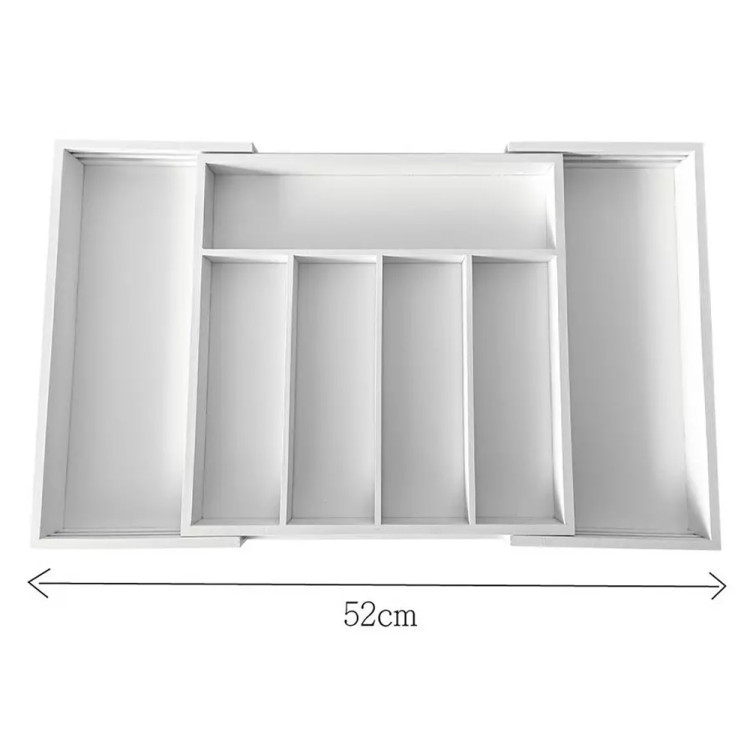 Wkład rozsuwany do szuflady biały na sztućce 52x31.5x5 cm Kinghoff KH 1746 bambusowy organizer