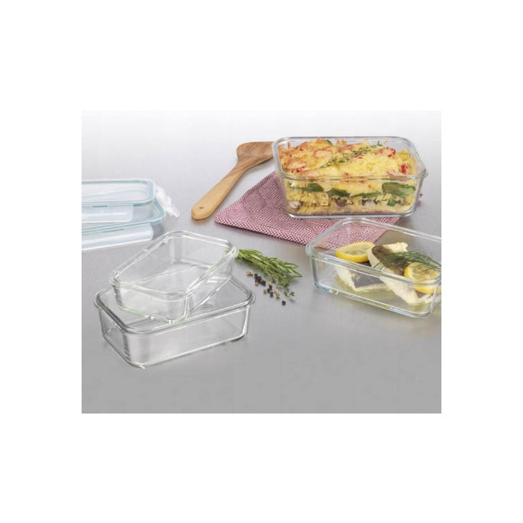 Zestaw 3 pojemników szklanych MG Home Cucina 1500/1000/400 ml żaroodporne