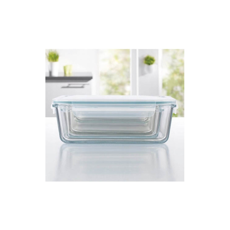 Zestaw 3 pojemników szklanych MG Home Cucina 1500/1000/400 ml żaroodporne