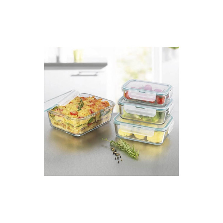 Zestaw 3 pojemników szklanych MG Home Cucina 1500/1000/400 ml żaroodporne
