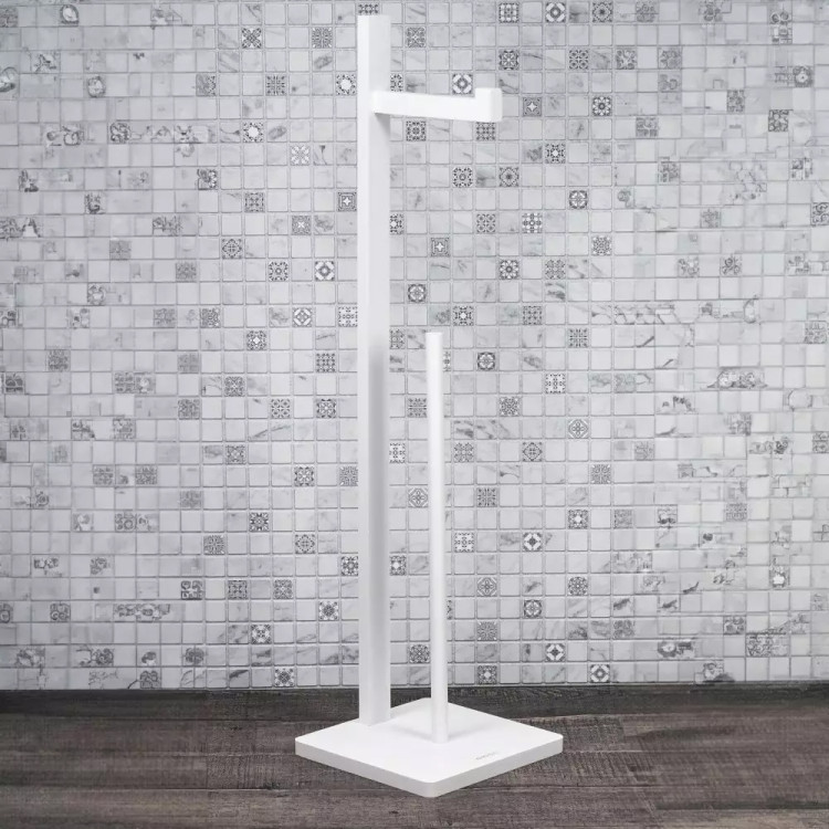 Stojak na papier toaletowy KINGHoff KH 1750 drewniany biały