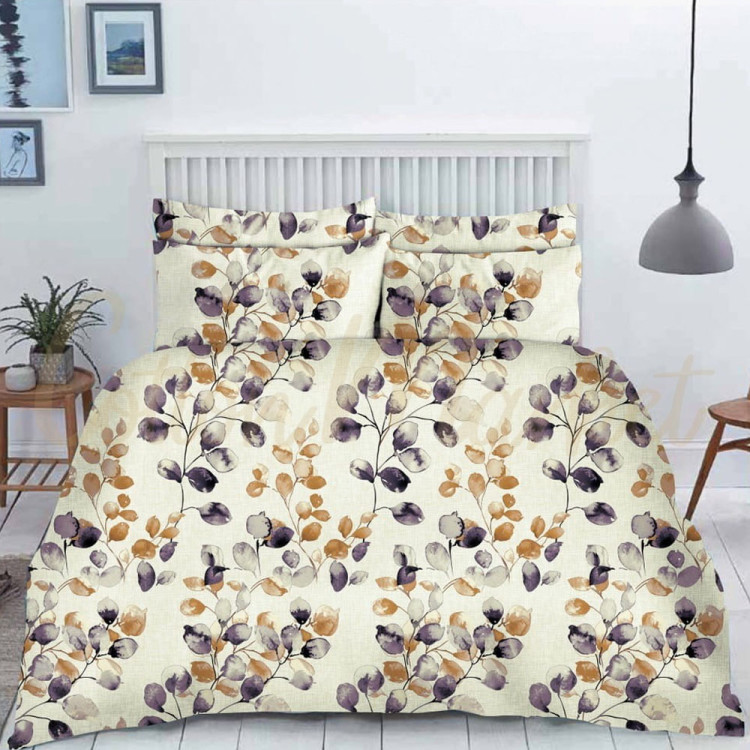 Pościel 200x220 flanelowa bawełna Cotton World gruba 3 części dwustronna AB01 kwiatki