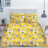 Pościel 140x200 flanelowa bawełna Cotton World gruba 2 części dwustronna AB04 kwiaty