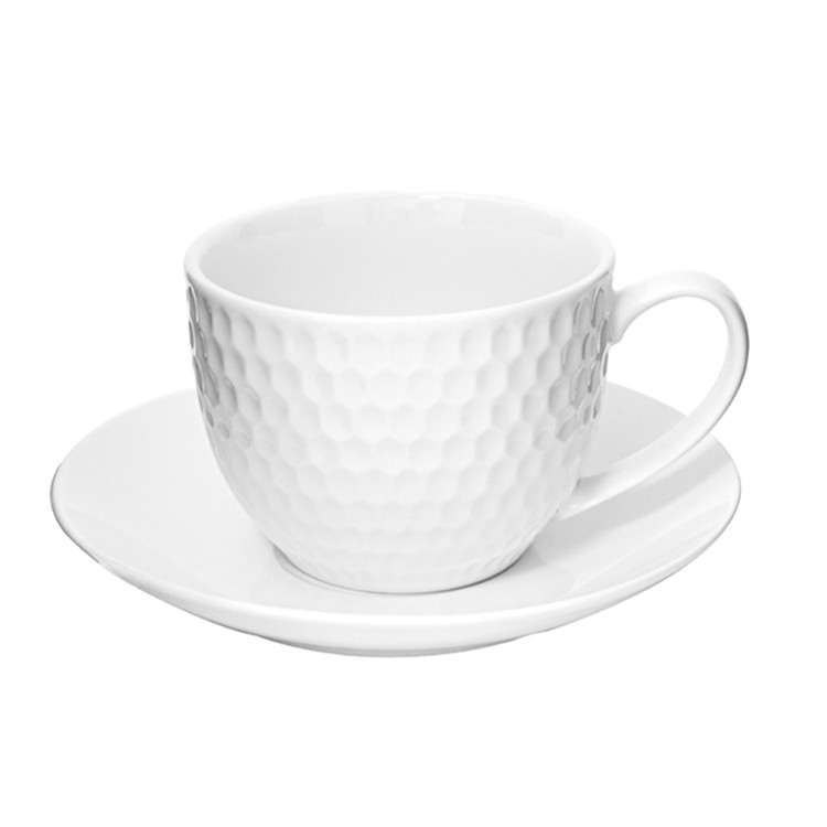 Serwis kawowy biały na 6 osób porcelana zestaw 6 filiżanek ze spodkami Tragar 34637
