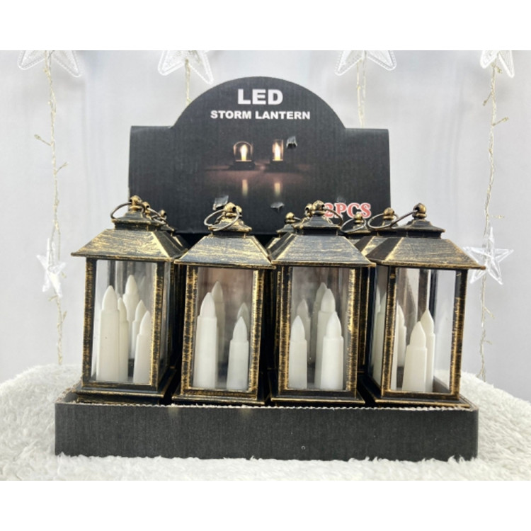 Lampion dekoracyjny mały z przeszklonymi ściankami 5.3x5.3x13 cm latarenka mała miedziana lam8700