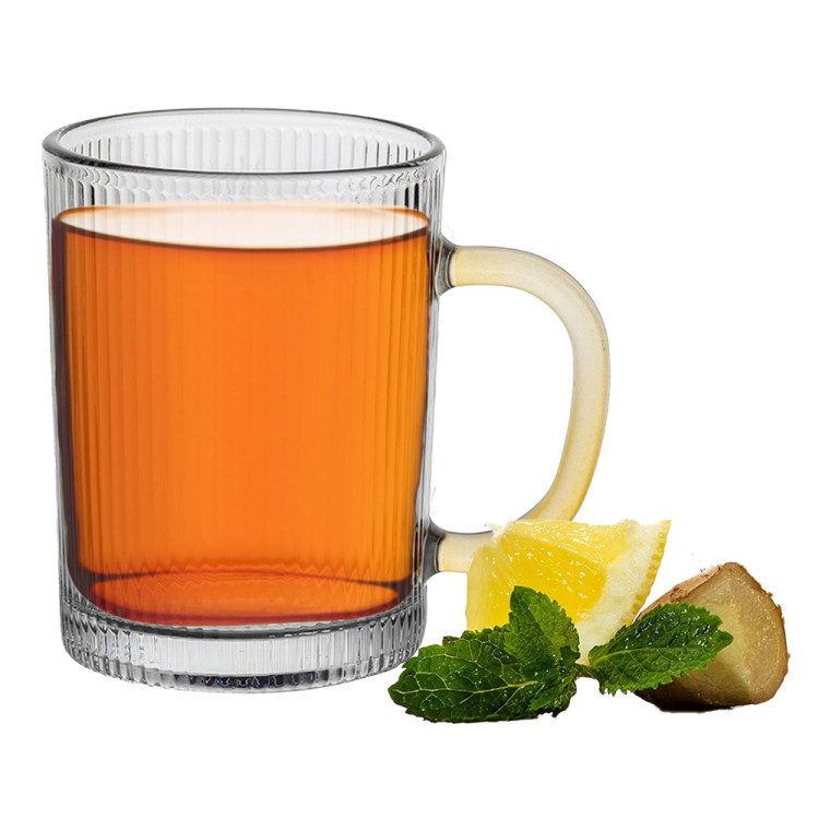 Kubek szklany z żółtym uchem 350 ml zestaw 6 szklanek Florina Firenza Sun