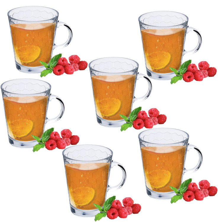 Kubek szklany z uchem 390 ml zestaw 6 szklanek Florina Dunal