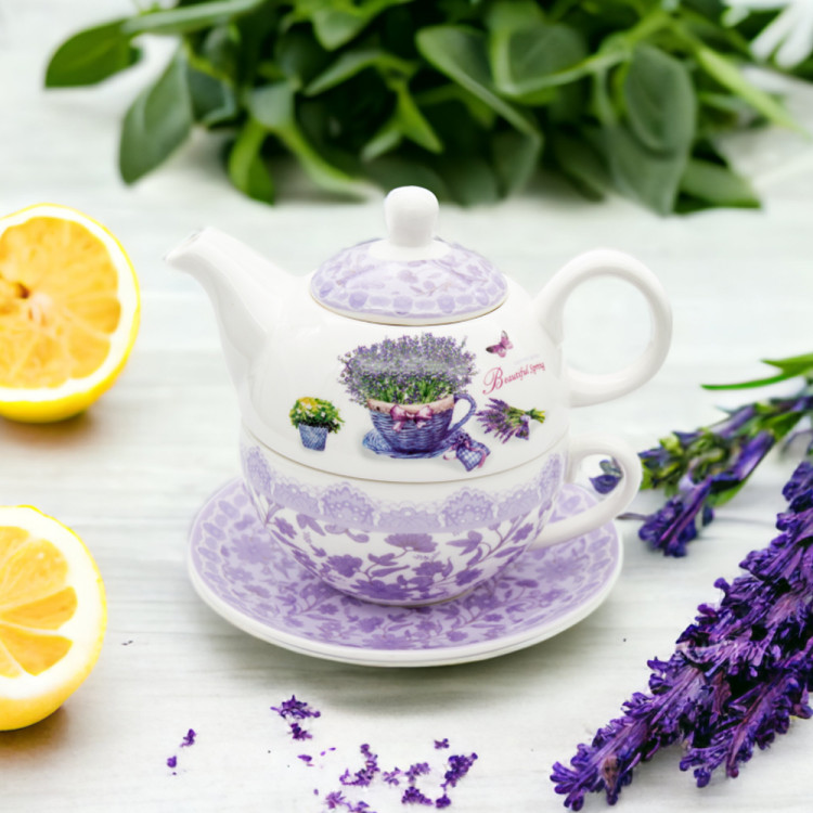 Dzbanek 450 ml z filiżanką imbryk lawenda zestaw z filiżanką Tragar Bella Fiore 38970