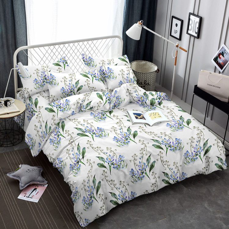 Pościel 200x220 bawełna satynowa 3D Cotton World gruba 3 części 2550 kwiaty