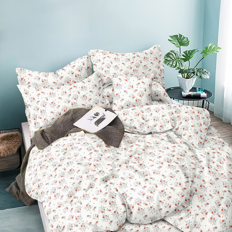Pościel 200x220 bawełna satynowa 3D Cotton World gruba 3 części 2432 kwiaty