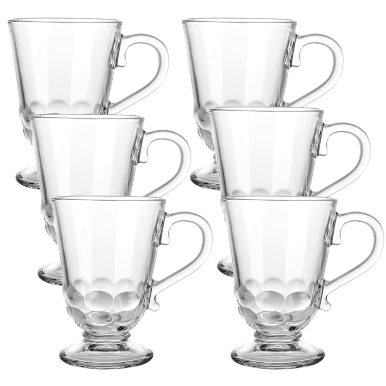 Szklanki z uchem 320 ml Florina Malena kubki do herbaty kawy latte macchiato komplet 6 sztuk w zestawie z długimi łyżeczkami