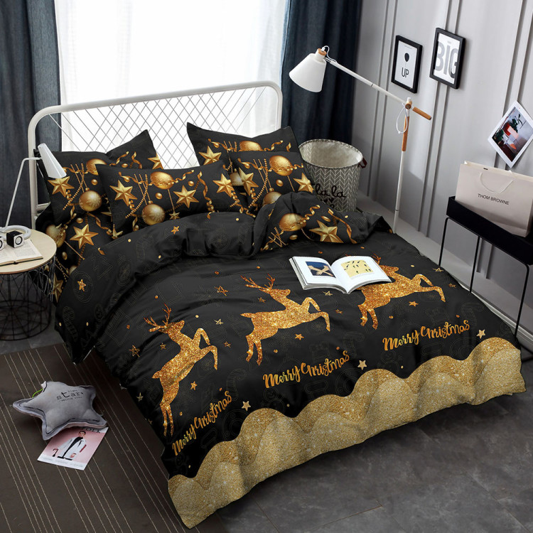Pościel świąteczna 160x200 bawełna satynowa 3D Cotton World gruba 3 części 2179 renifery