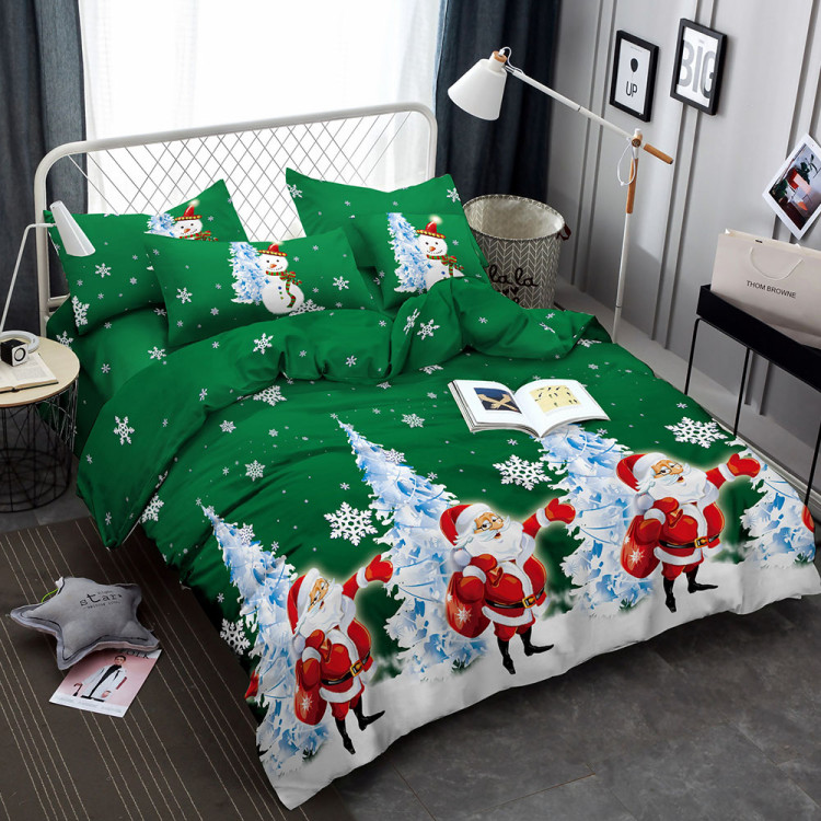 Pościel świąteczna 200x220 bawełna satynowa 3D Cotton World gruba 3 części 2416 mikołaj