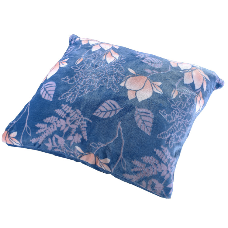 Pościel 220x200 mikrofibra "miś" Cotton World gruba 3 części 2534 niebieska w różowe kwiaty